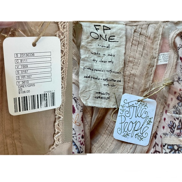 NWT Free People !!RARE!! VINTAGE!! Border Print Slip Dress (xs) - Picture 8 of 9